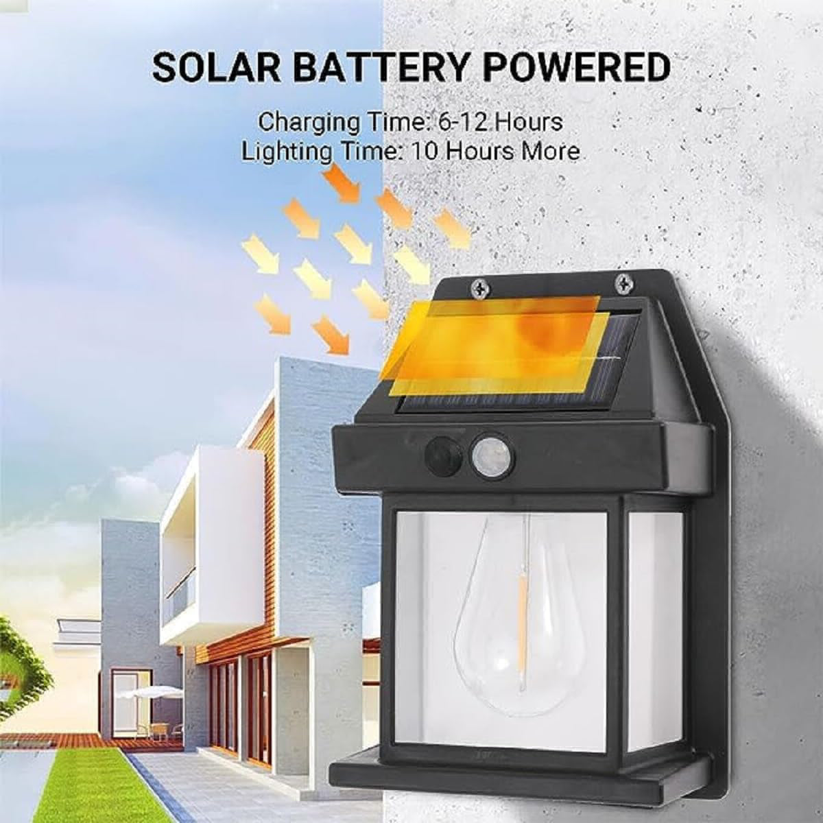 Solar Wall Light for Outdoor Use – Waterproof LED Fence & Path Lamp with Tungsten Bulb Effect | Garden & Yard Decoration