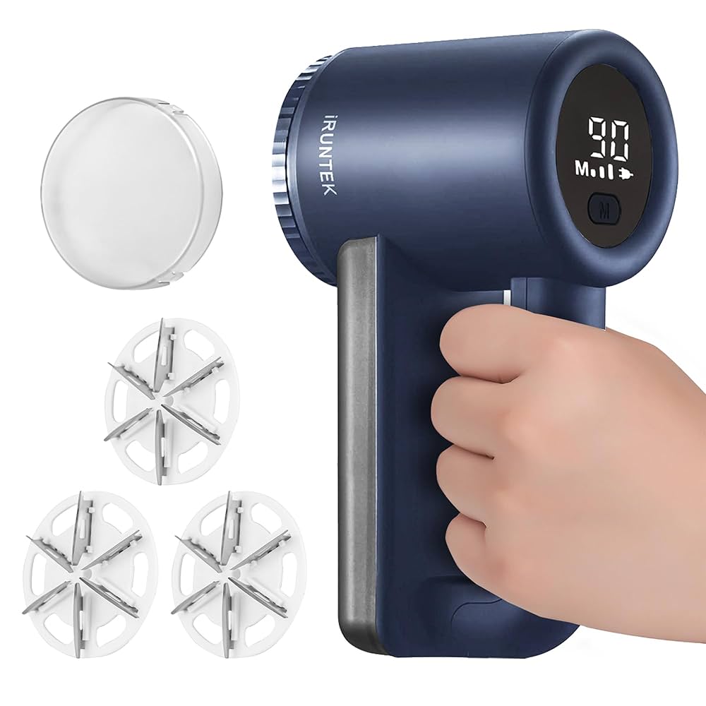 Rechargeable Fabric Shaver – 3 Speeds, 2000mAh Battery, LED Display | Lint & Fuzz Remover for Sweaters, Bedding & Upholstery