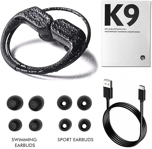 Swimming Headphones, Bluetooth & MP3 Music Player 2 in 1, IPX8 Underwater 3 Metres Waterproof Earphones for Pool, Surfing