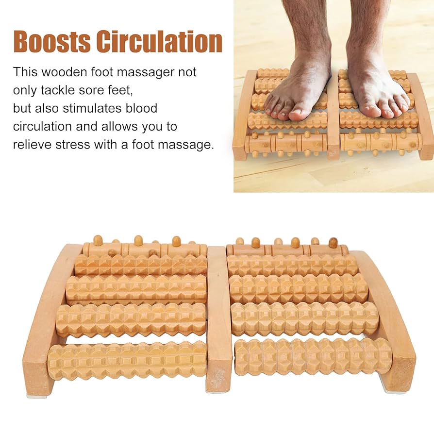Wooden Foot Massage Roller – Acupressure Therapy for Tension Relief
