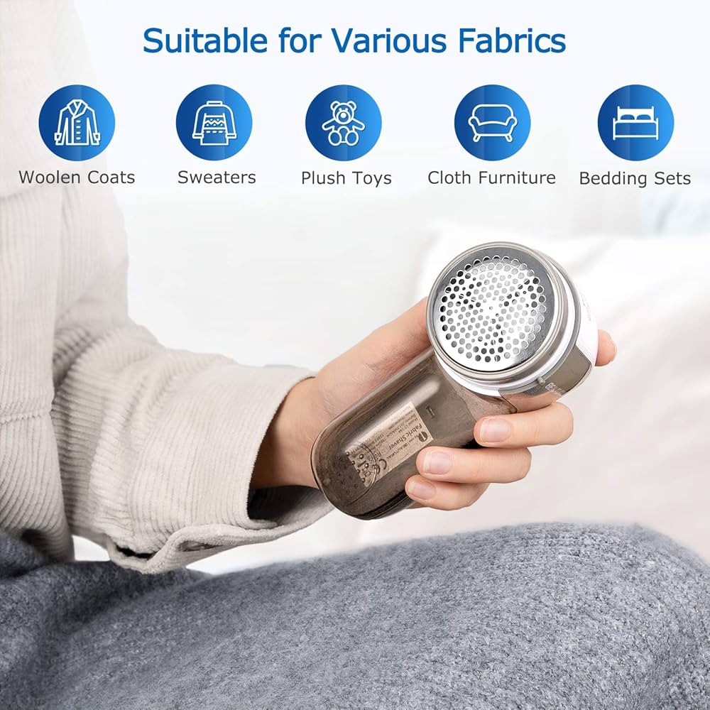 Rechargeable Fabric Shaver – 3 Speeds, 2000mAh Battery, LED Display | Lint & Fuzz Remover for Sweaters, Bedding & Upholstery