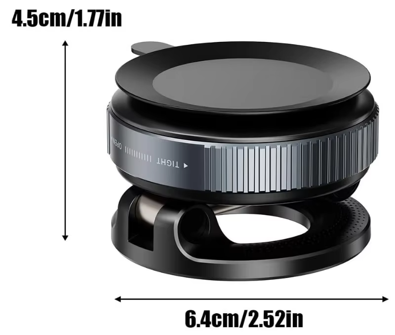 360° Rotation Stable Glass Vacuum Suction Cup Mobile Phone Holder – Magnetic Car Mount