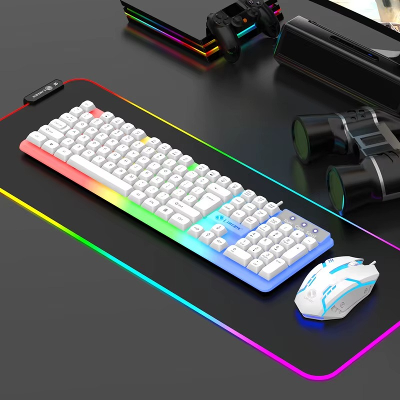 Professional LED Wired Gaming Keyboard & Mouse Combo – Full-Size Backlit Desktop Set for Gamers
