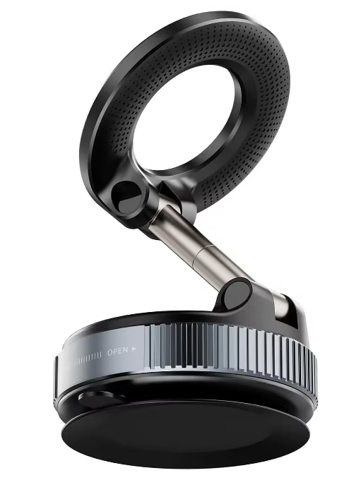360° Rotation Stable Glass Vacuum Suction Cup Mobile Phone Holder – Magnetic Car Mount