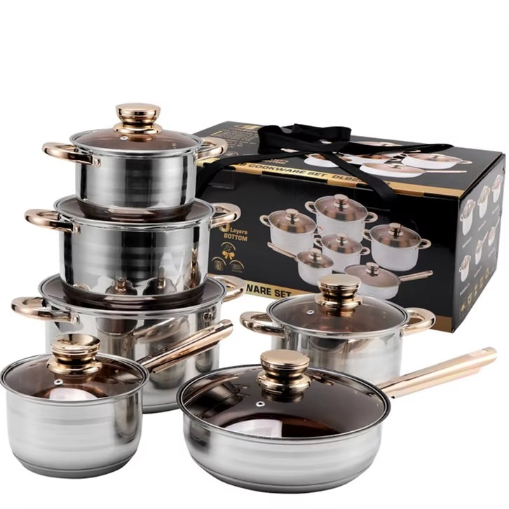 High-Quality Stainless Steel Pots & Pans – Luxury Premium Cookware Set with Soup Pot and Stock Pot