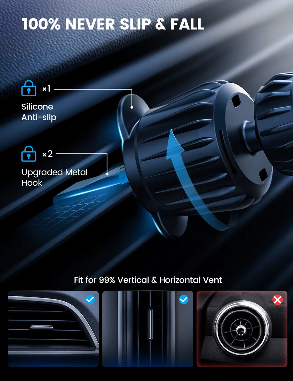 Lamicall STCV09 Car Phone Holder with 15W Fast Wireless Charging & Enhanced N52 Magnetic Stability