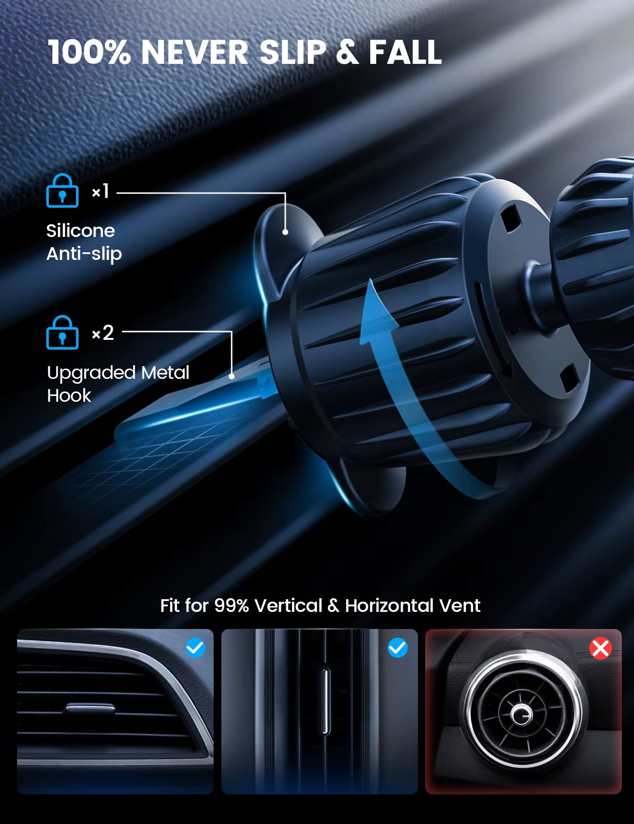 Lamicall STCV09 Car Phone Holder with 15W Fast Wireless Charging & Enhanced N52 Magnetic Stability