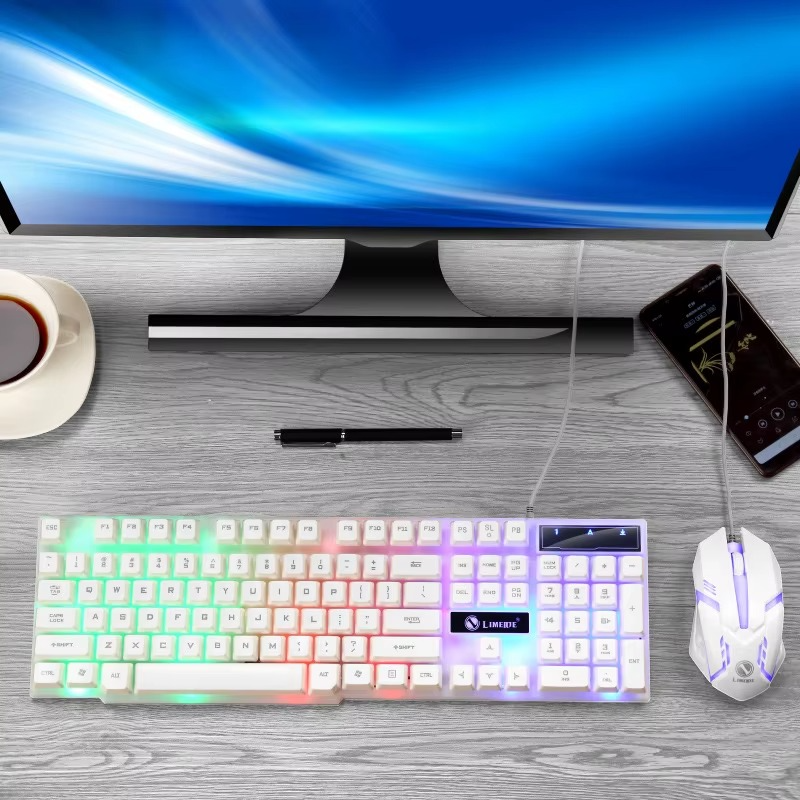 Professional LED Wired Gaming Keyboard & Mouse Combo – Full-Size Backlit Desktop Set for Gamers