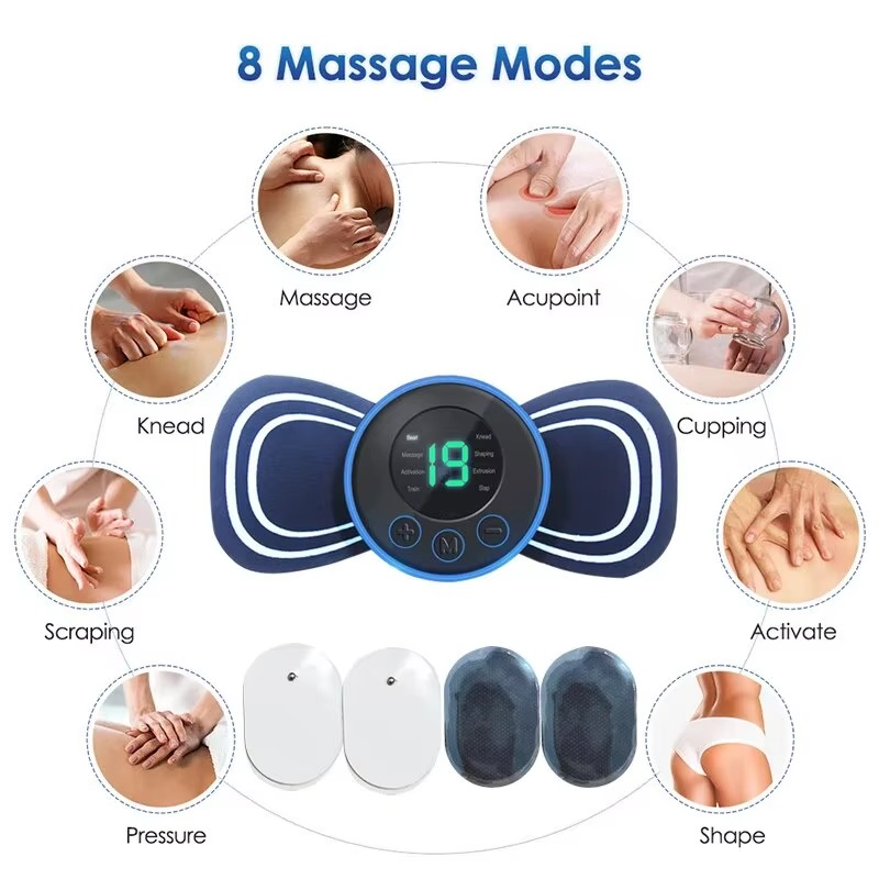 Mini Neck & Back Massager – Portable Electric Patch with Remote Control