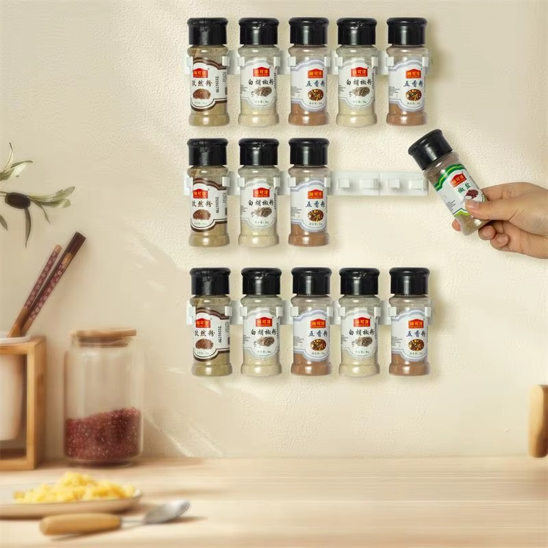 2pcs Wall-Mounted Kitchen Spice Jar Rack – Adhesive Storage Holder