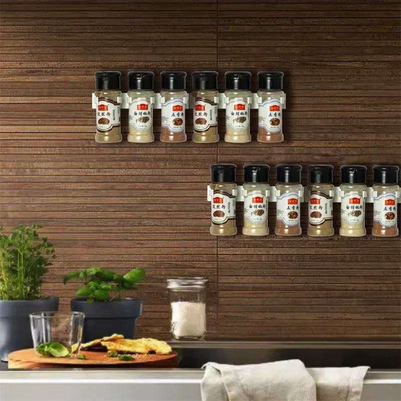 2pcs Wall-Mounted Kitchen Spice Jar Rack – Adhesive Storage Holder