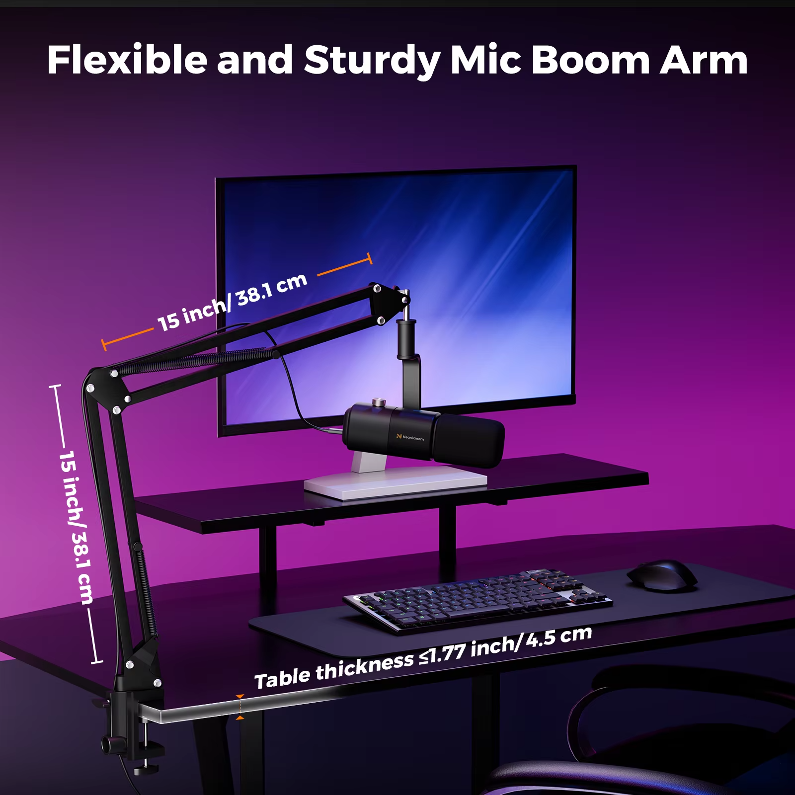 NearStream USB/XLR Dynamic Microphone with Boom Arm – Professional Studio Mic for Gaming, Streaming & Podcasting