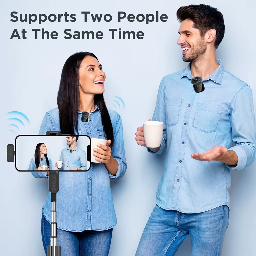 Plug & Play Wireless Lavalier Microphone – Noise Reduction for Video, Podcast & Vlog