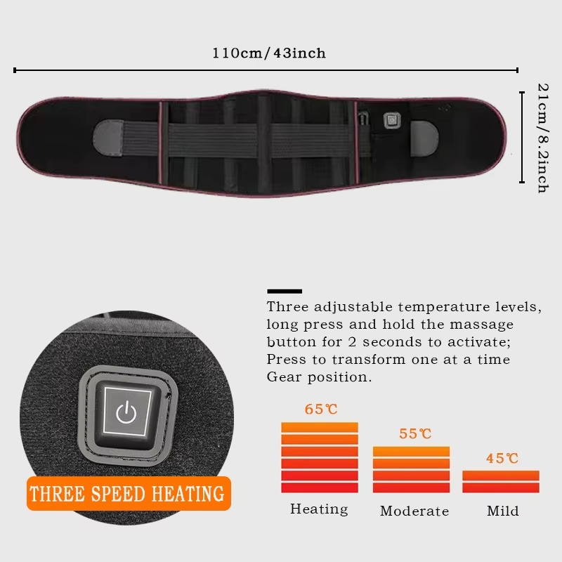 Electric Heating Belt – Adjustable Temperature & Vibration Massage Waist Support