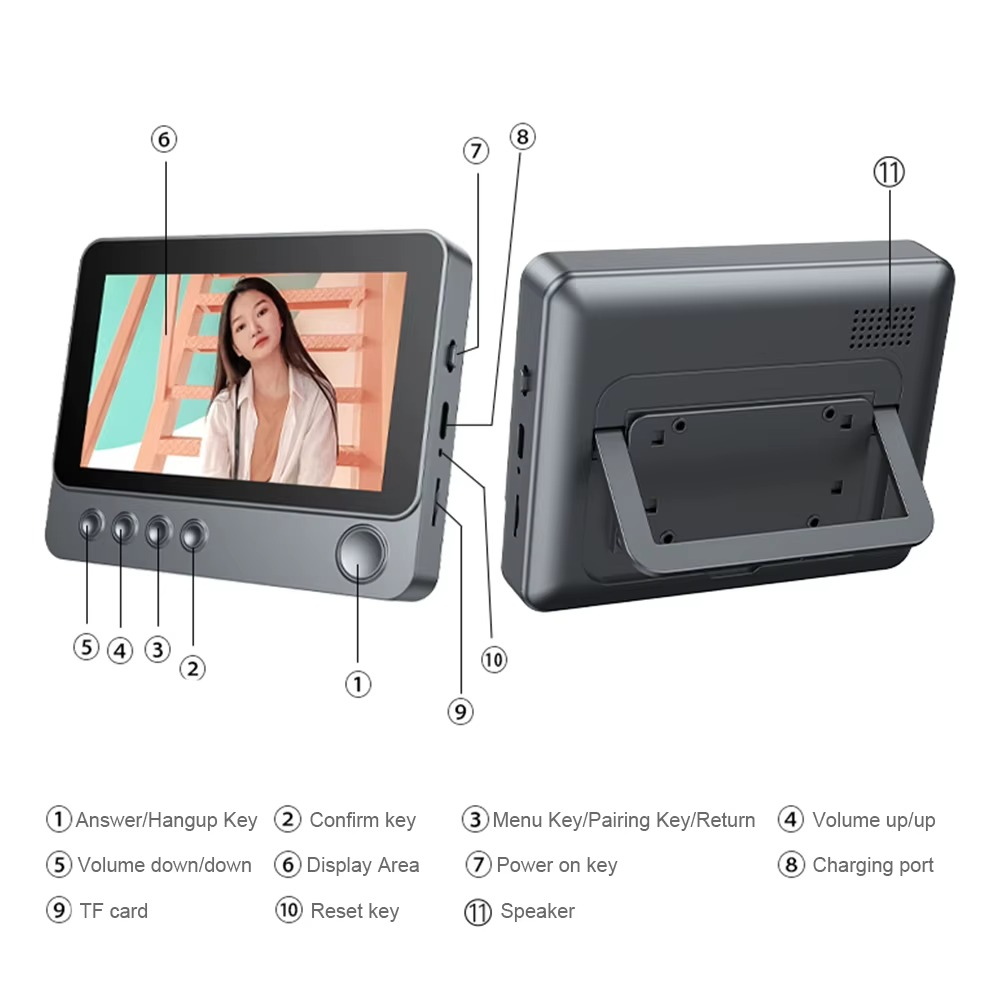 2.4G Wireless Video Intercom Doorbell with 4.3" IPS Screen & Night Vision