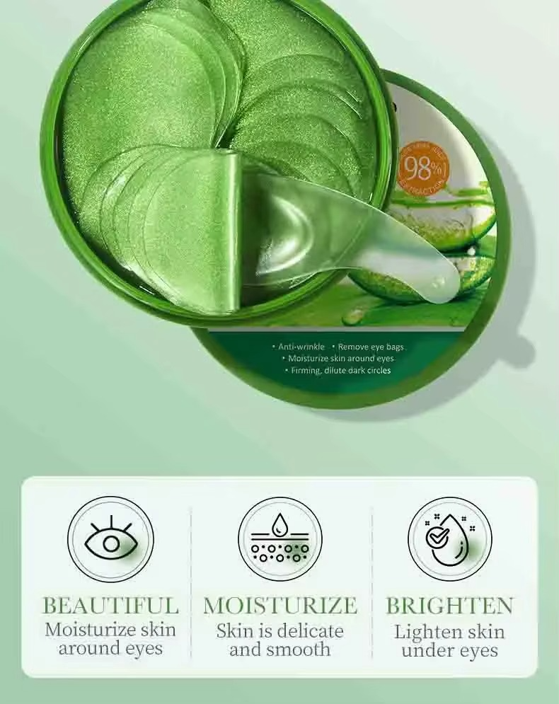 60pcs Aloe Vera Collagen Eye Masks – Anti-Dark Circles & Moisturizing Eye Care
