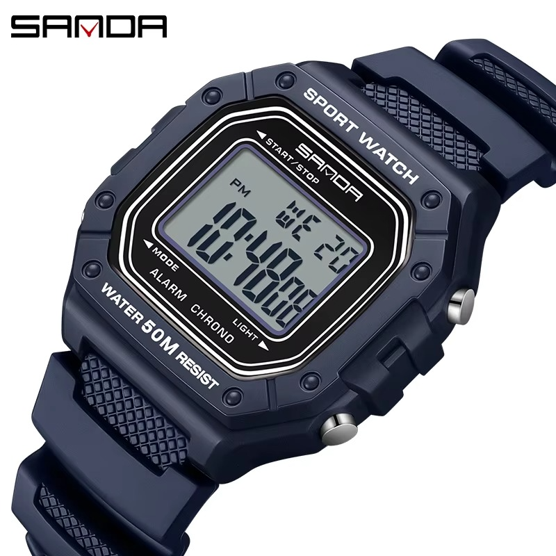 SANDA 2156 Men’s Fashion Military Sport Watch – Big Dial LED Digital Wristwatch