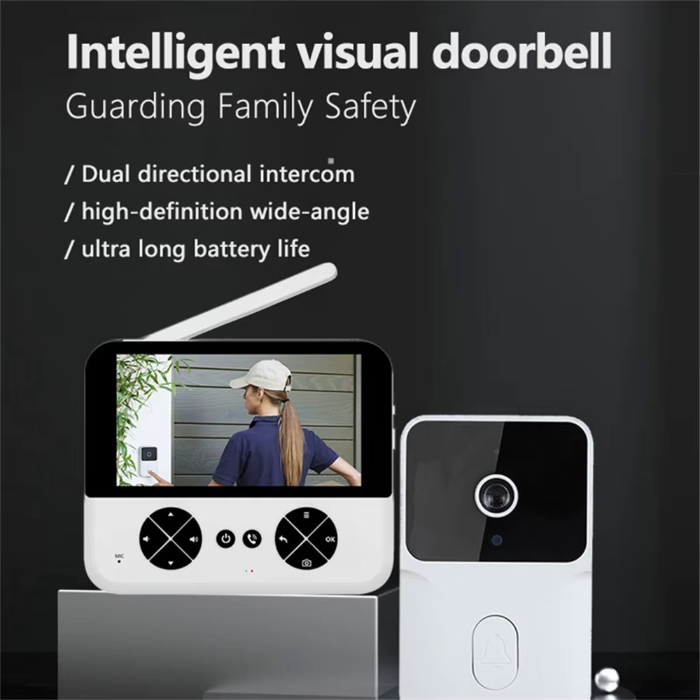 M16 Visual Doorbell – 4.3" IPS Display with HD Camera & Night Vision (White)