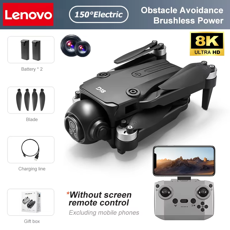 Lenovo D18 Drone with 8K Dual Camera, GPS & Obstacle Avoidance