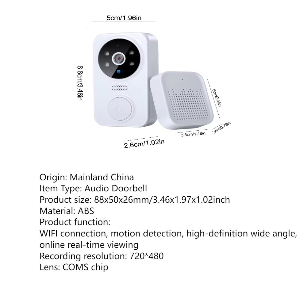 WiFi Smart Audio Doorbell Camera with 2-Way Audio & Remote Monitoring