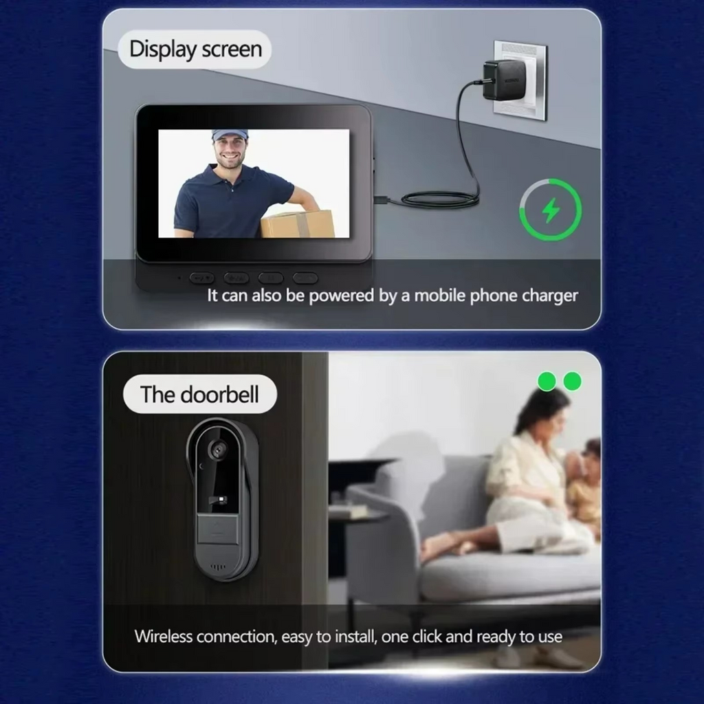 4.3-Inch 2.4G Wireless Video Doorbell Camera | WiFi Smart Home Security System