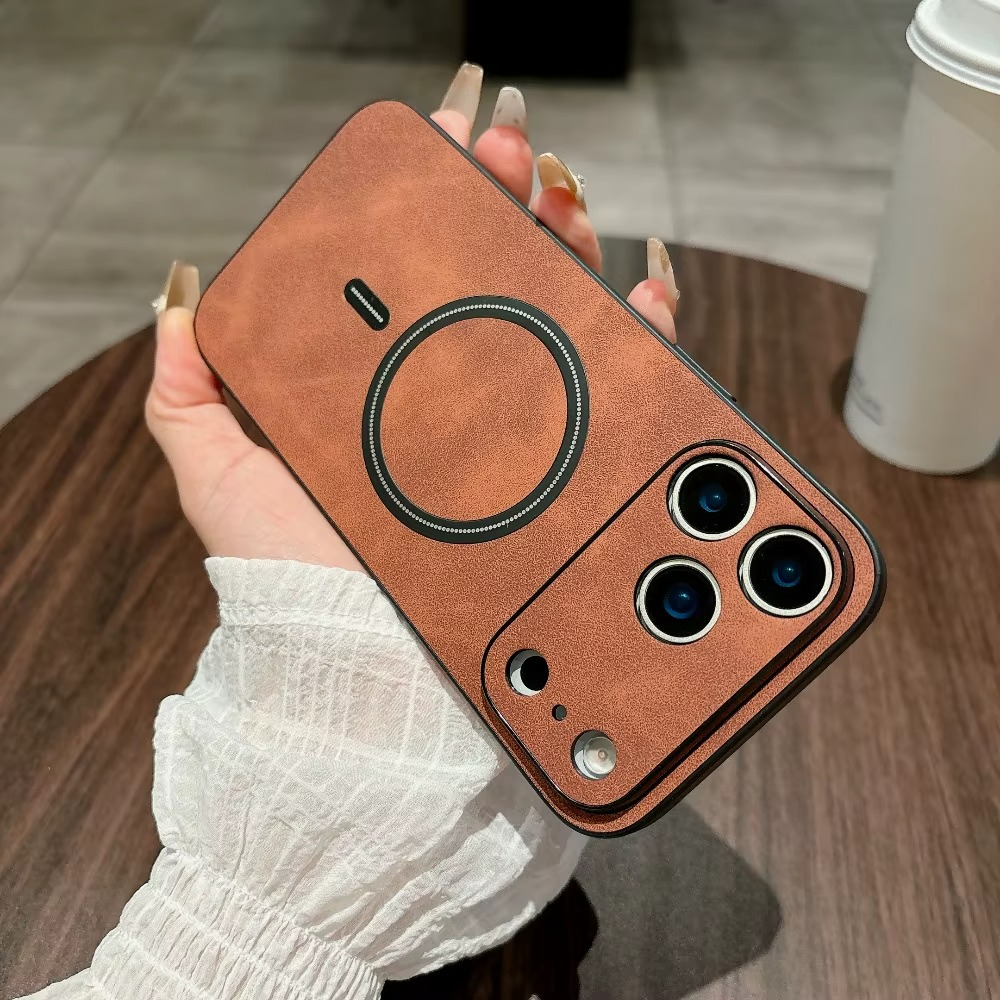 Magnetic Leather Case for iPhone 17 Series – MagSafe Compatible & Full Protection