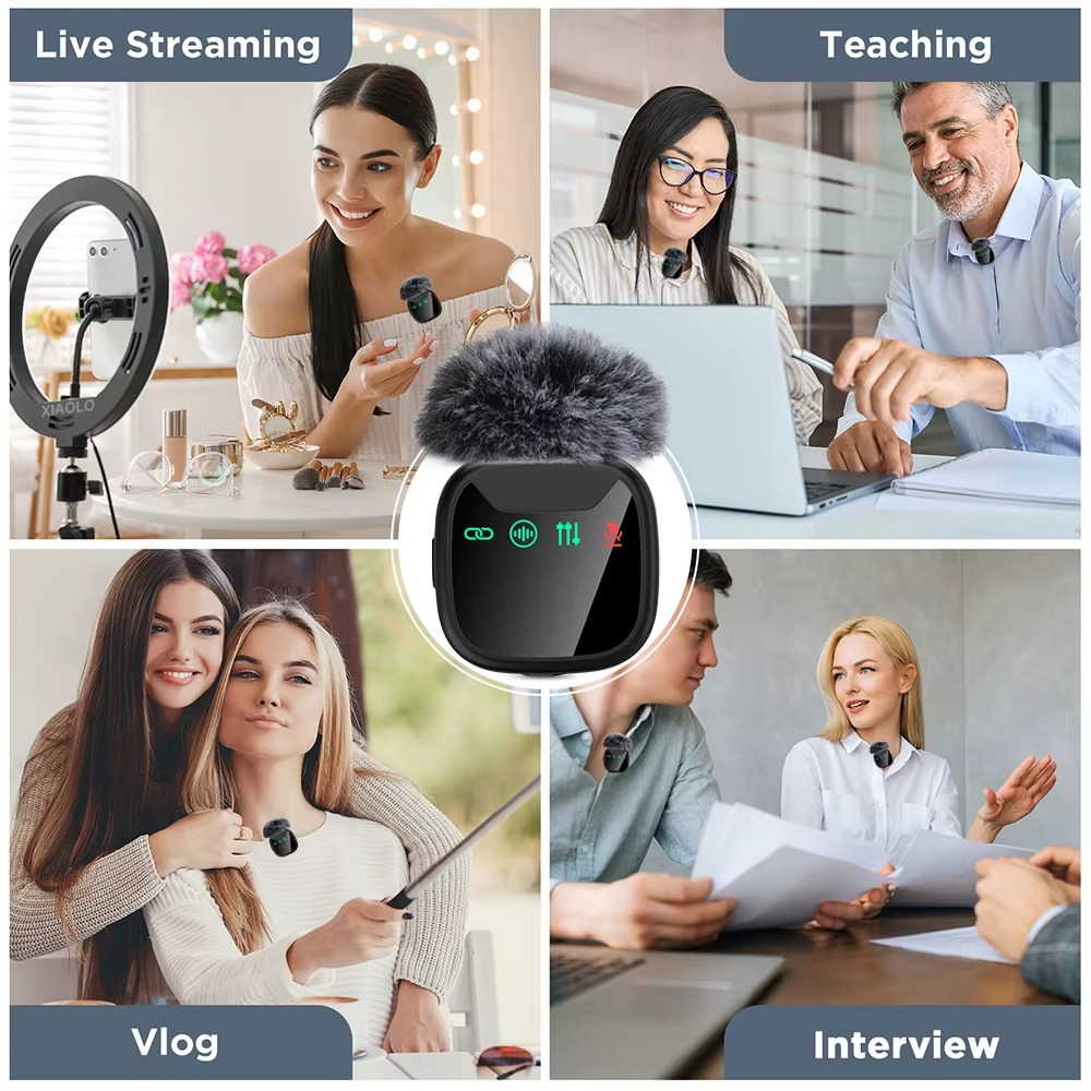 Plug & Play Wireless Lavalier Microphone – Noise Reduction for Video, Podcast & Vlog