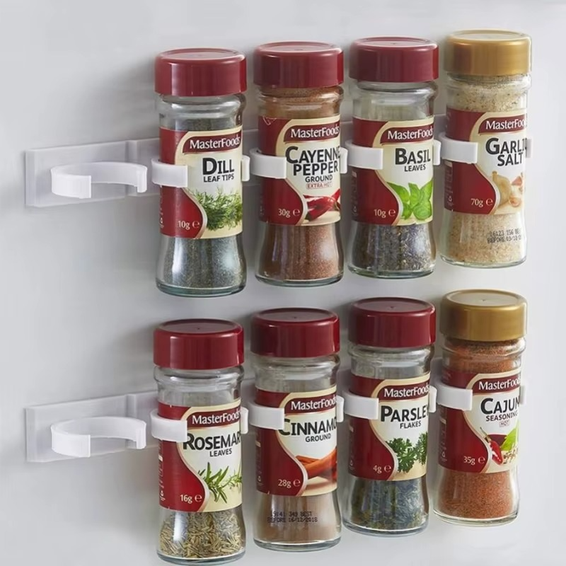 2pcs Wall-Mounted Kitchen Spice Jar Rack – Adhesive Storage Holder