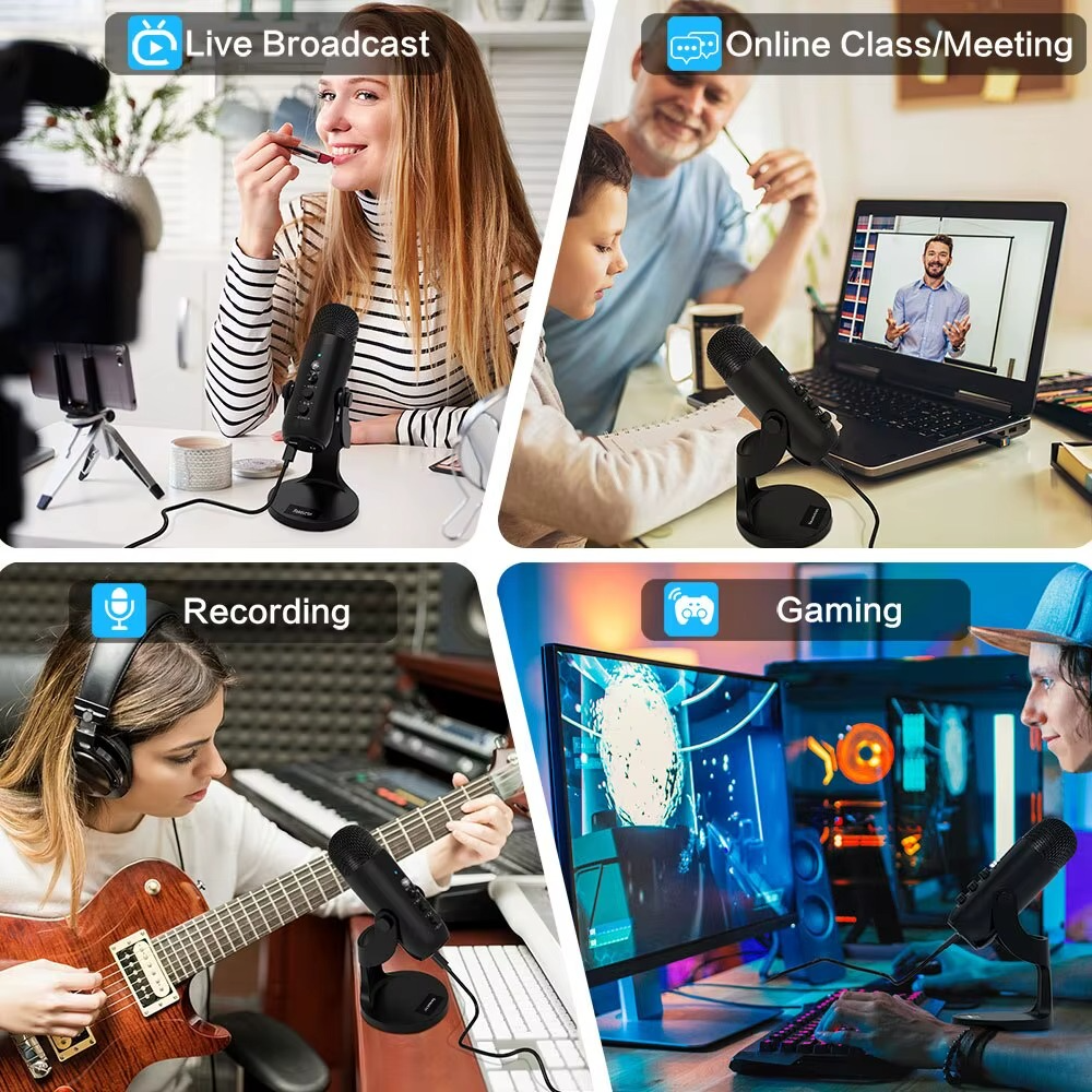 Haomuren USB Microphone – High-Quality Condenser Mic for PC, Mac & Mobile