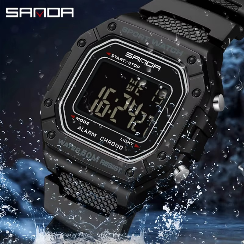 SANDA 2156 Men’s Fashion Military Sport Watch – Big Dial LED Digital Wristwatch