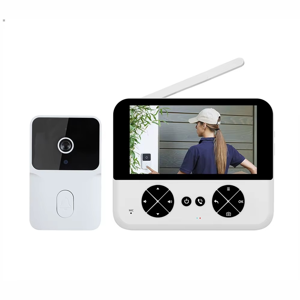 M16 Visual Doorbell – 4.3" IPS Display with HD Camera & Night Vision (White)