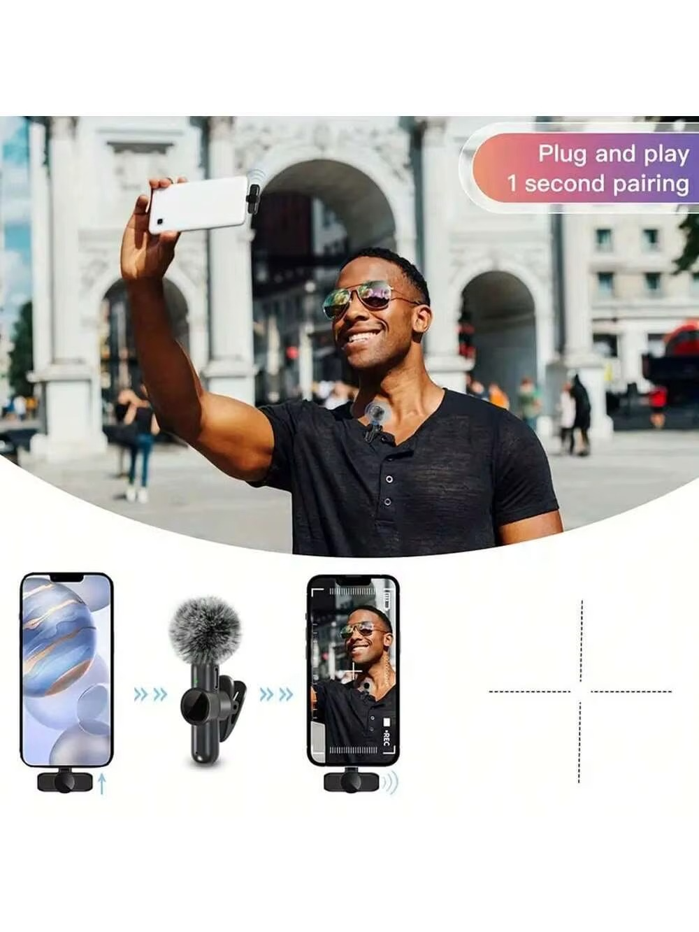 Wireless Lavalier Microphone – Mini Mic for Mobile Live Streaming & Video Recording