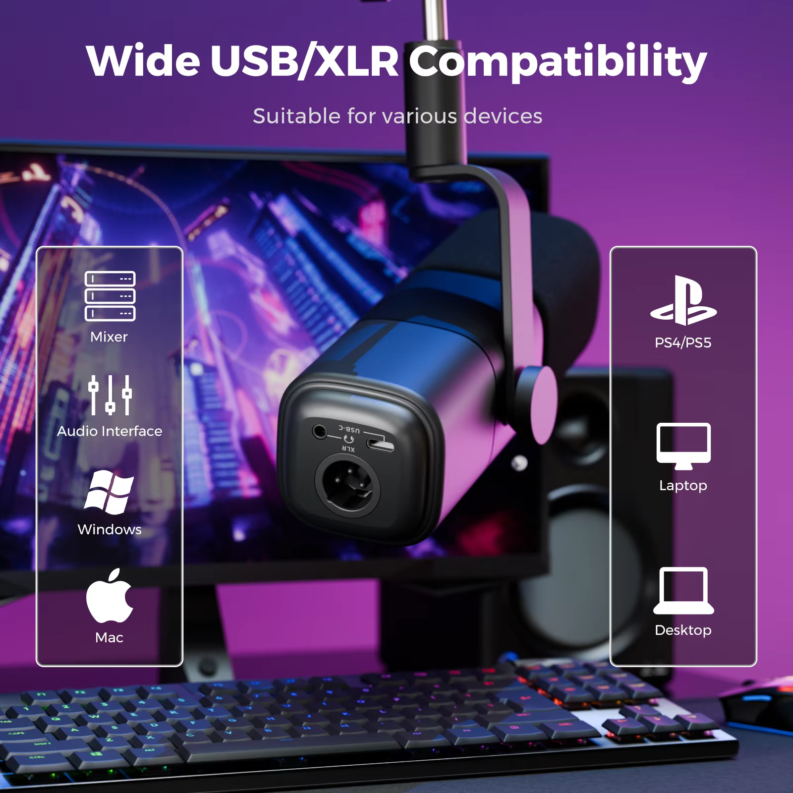 NearStream USB/XLR Dynamic Microphone with Boom Arm – Professional Studio Mic for Gaming, Streaming & Podcasting