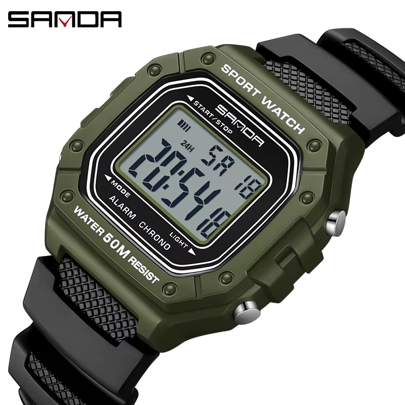 SANDA 2156 Men’s Fashion Military Sport Watch – Big Dial LED Digital Wristwatch