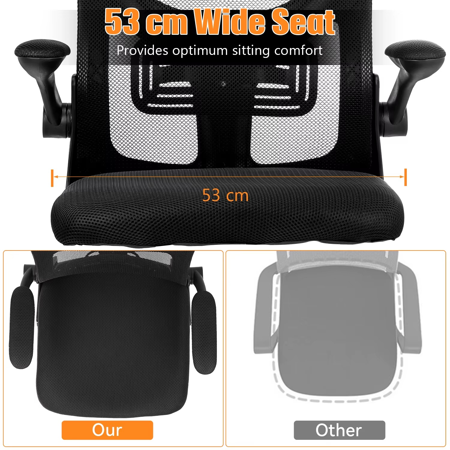 Office Chair Desk Chair – Ergonomic Mesh Chair with Adjustable Headrest & Flip-Up Armrests