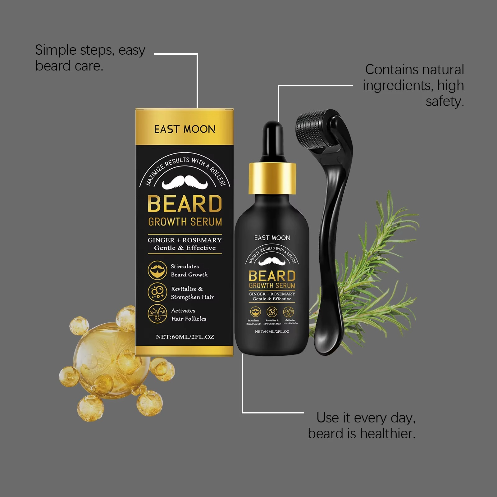 East Moon Beard Growth Serum Set – Beard Care & Growth Support