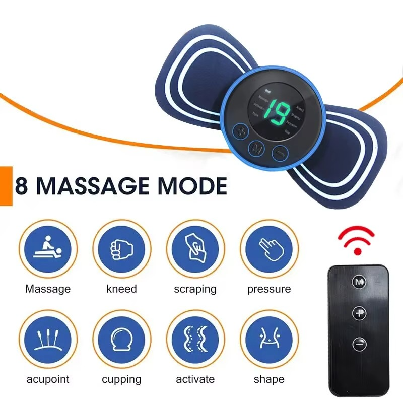 Mini Neck & Back Massager – Portable Electric Patch with Remote Control