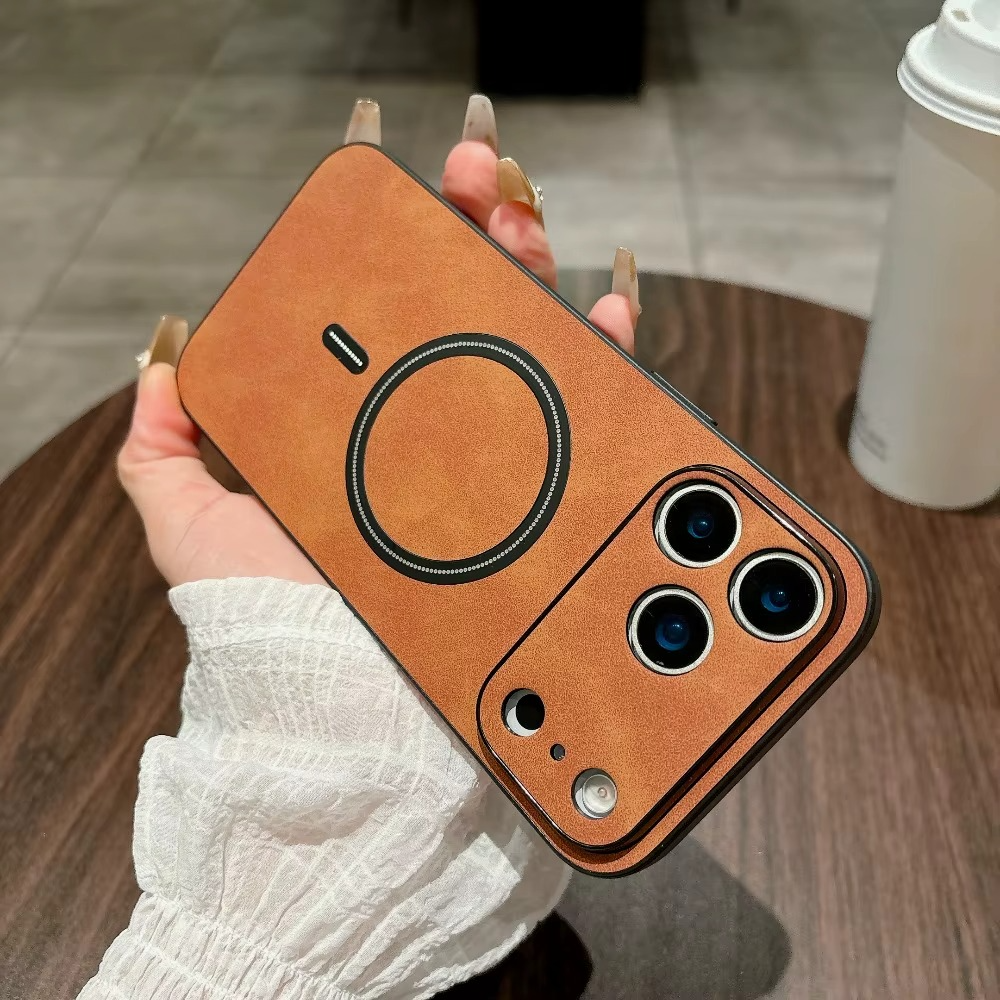 Magnetic Leather Case for iPhone 17 Series – MagSafe Compatible & Full Protection