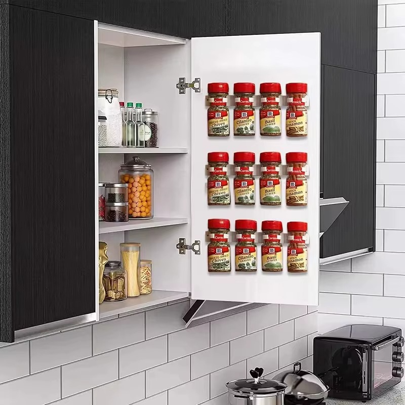 2pcs Wall-Mounted Kitchen Spice Jar Rack – Adhesive Storage Holder