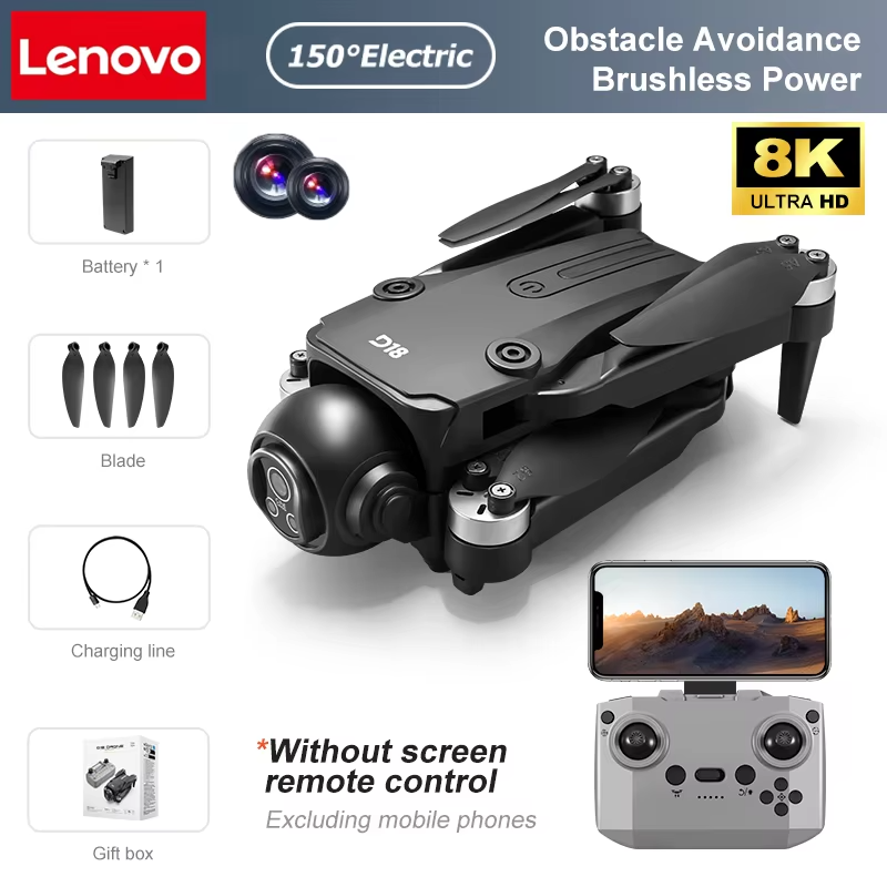 Lenovo D18 Drone with 8K Dual Camera, GPS & Obstacle Avoidance