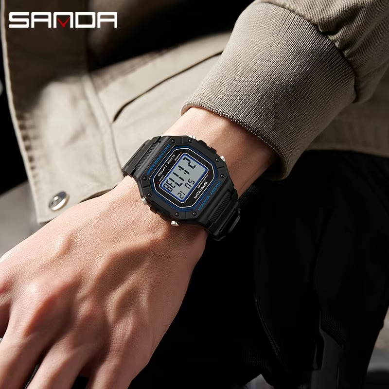 SANDA 2156 Men’s Fashion Military Sport Watch – Big Dial LED Digital Wristwatch