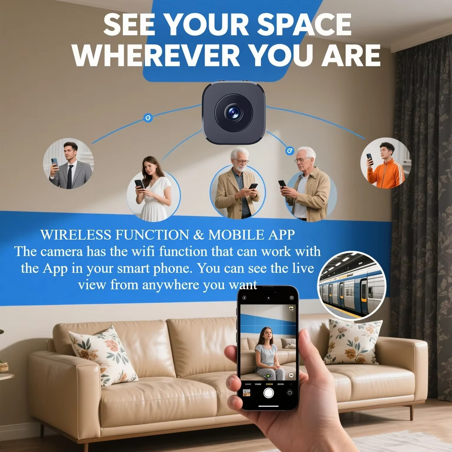 1920×1080P Mini HD WiFi Camera – Wireless Security & Smart Home Surveillance