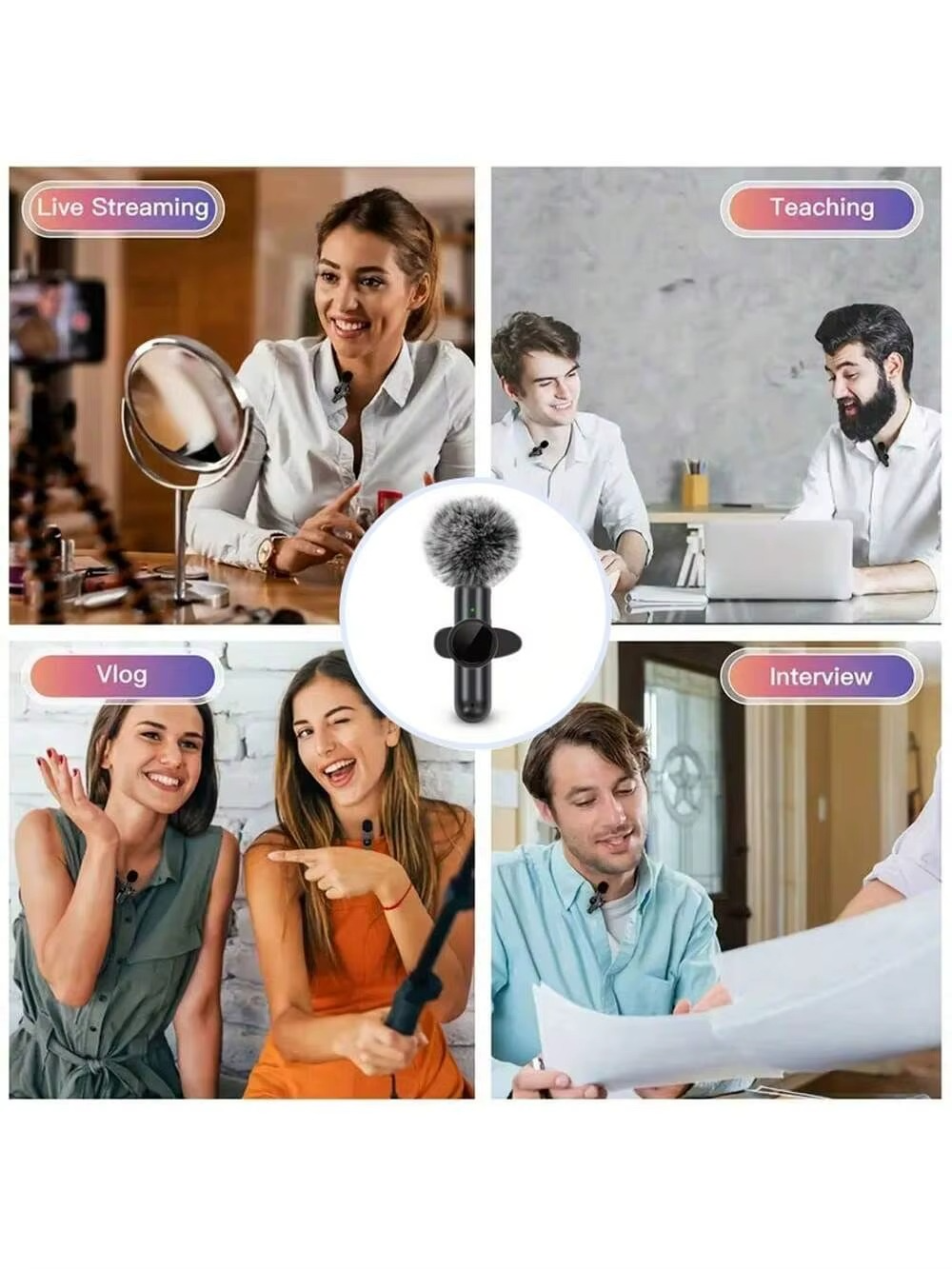 Wireless Lavalier Microphone – Mini Mic for Mobile Live Streaming & Video Recording