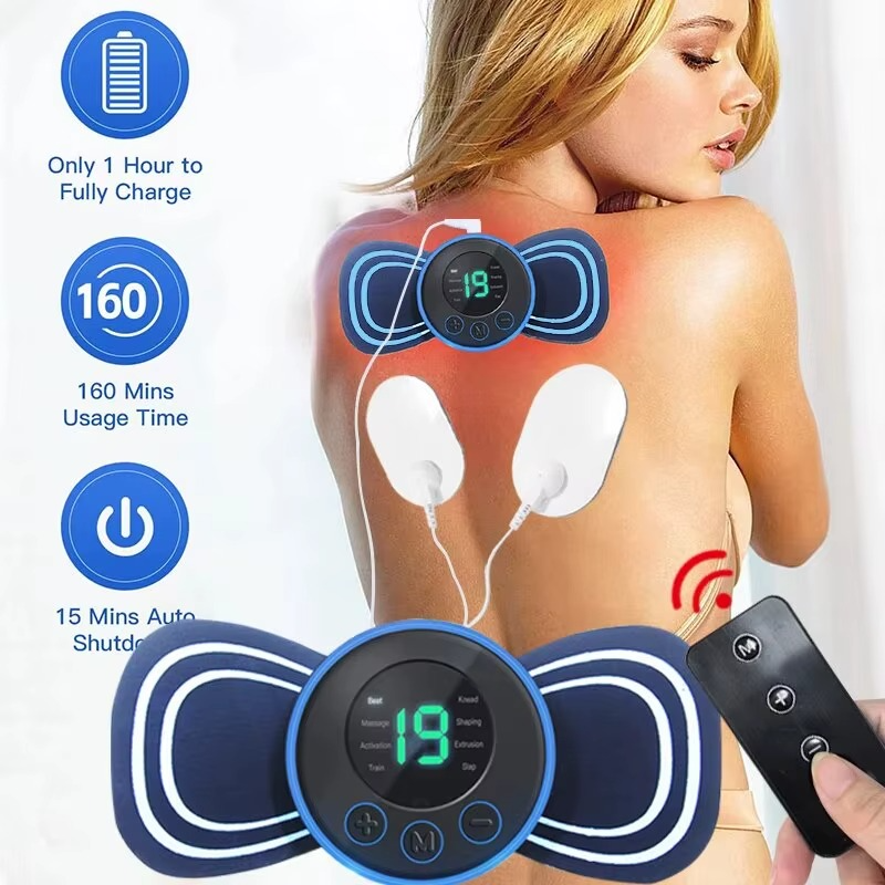 Mini Neck & Back Massager – Portable Electric Patch with Remote Control