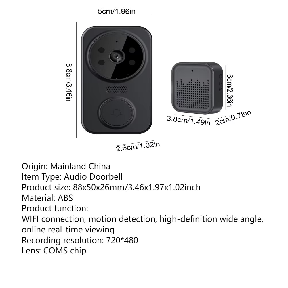 WiFi Smart Audio Doorbell Camera with 2-Way Audio & Remote Monitoring