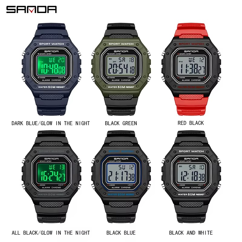 SANDA 2156 Men’s Fashion Military Sport Watch – Big Dial LED Digital Wristwatch