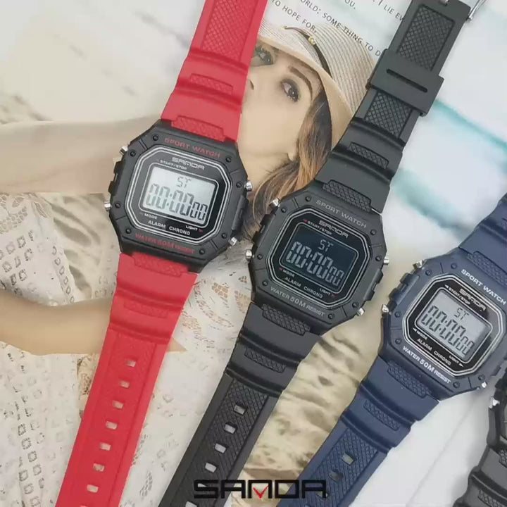 SANDA 2156 Men’s Fashion Military Sport Watch – Big Dial LED Digital Wristwatch